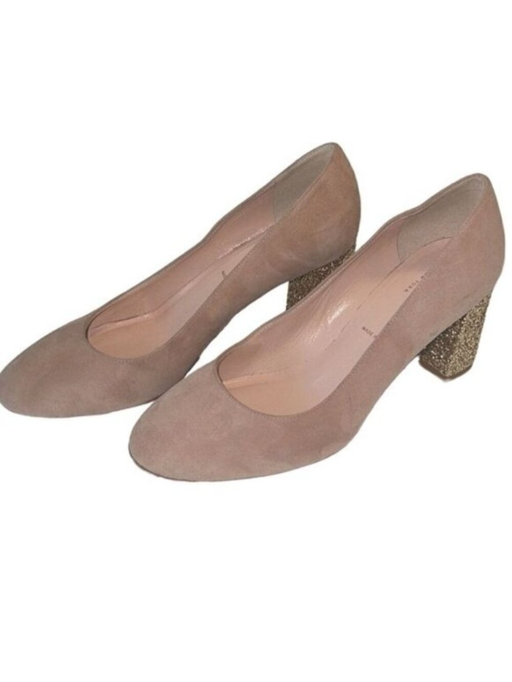 Kate Spade Anastasia Demi Rose Soft Suede Glitter Heel Pumps Size 7.5